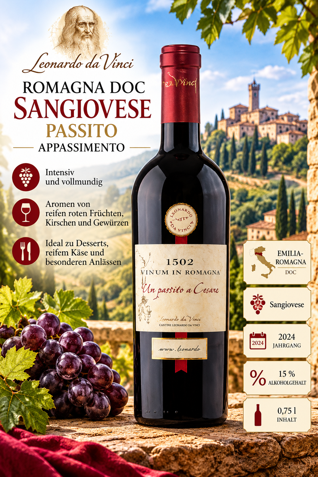 Wein, Rotwein, Sangiovese, Romagna, Flasche