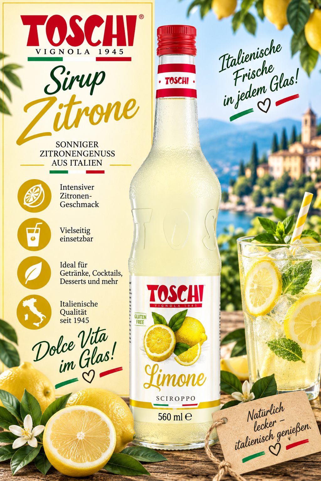 Limonade, Zitrone, Sirup, Glutenfrei, Flasche