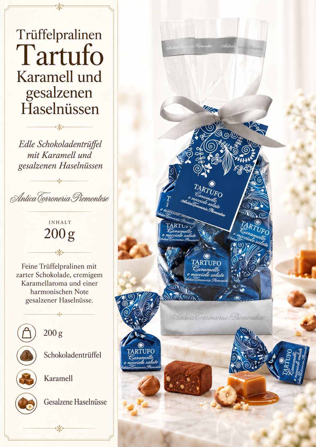 Schokolade, Trüffel, Karamell, Haselnüsse, Pralinen