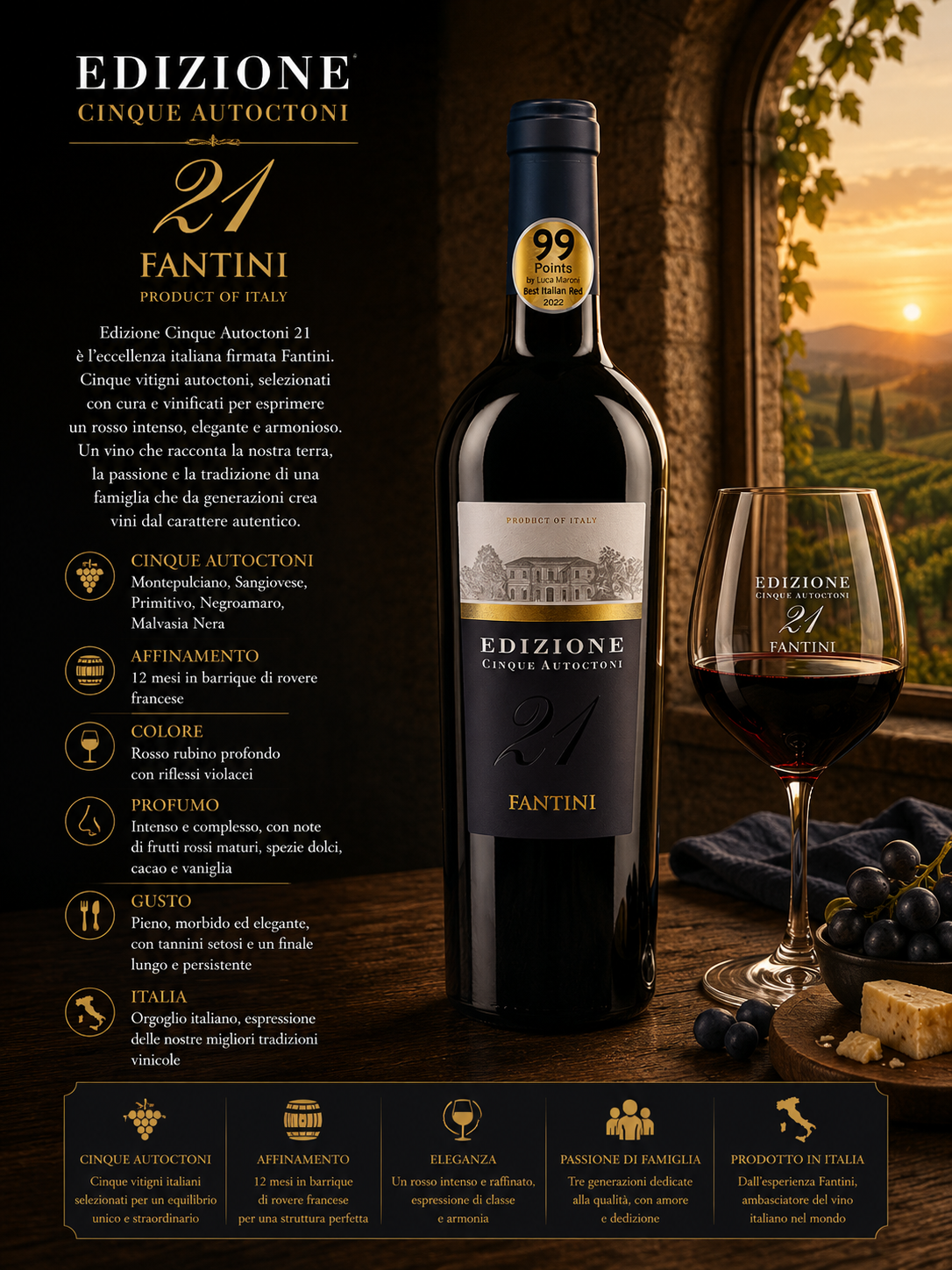 vino, vino rosso, bottiglia, calice vino, etichetta frontale