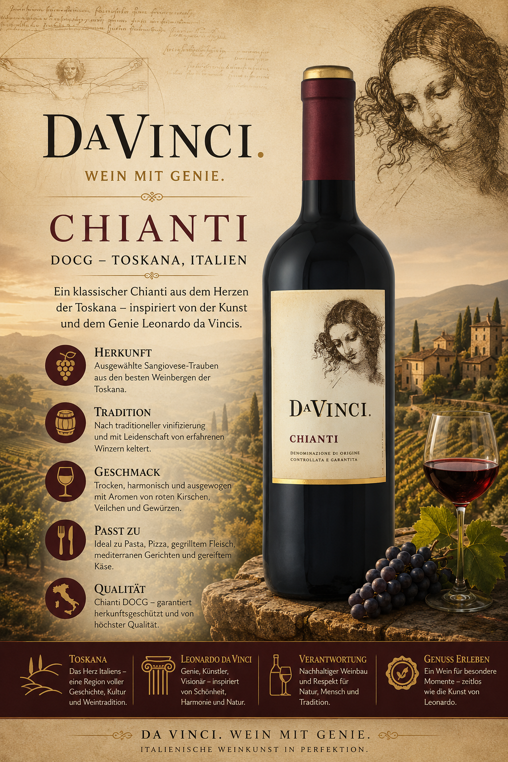 Wein, Chianti, Rotwein, Flasche, Etikett