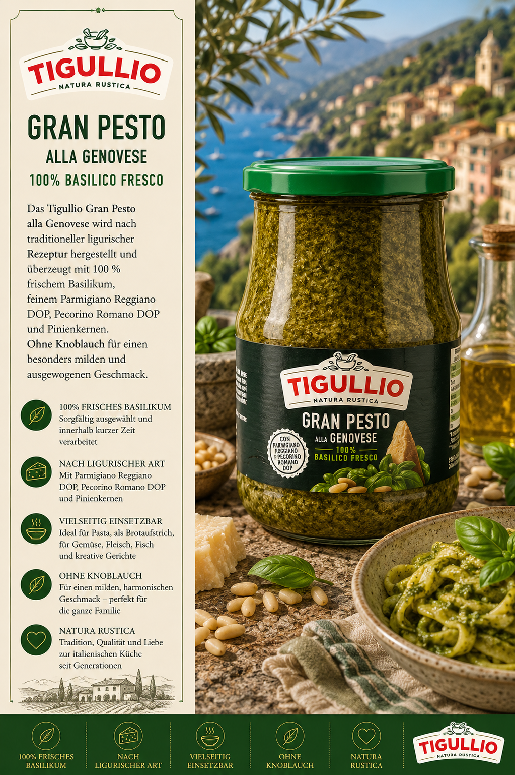 Gran Pesto, Genovese, Basilikum, Pesto, Glasbehälter