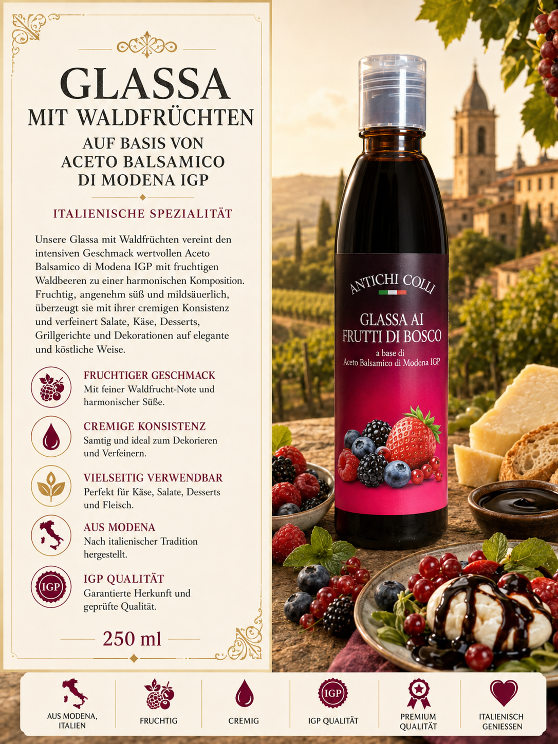Glassa, Fruchtsaft, Balsamico, Modena, IgP Qualität