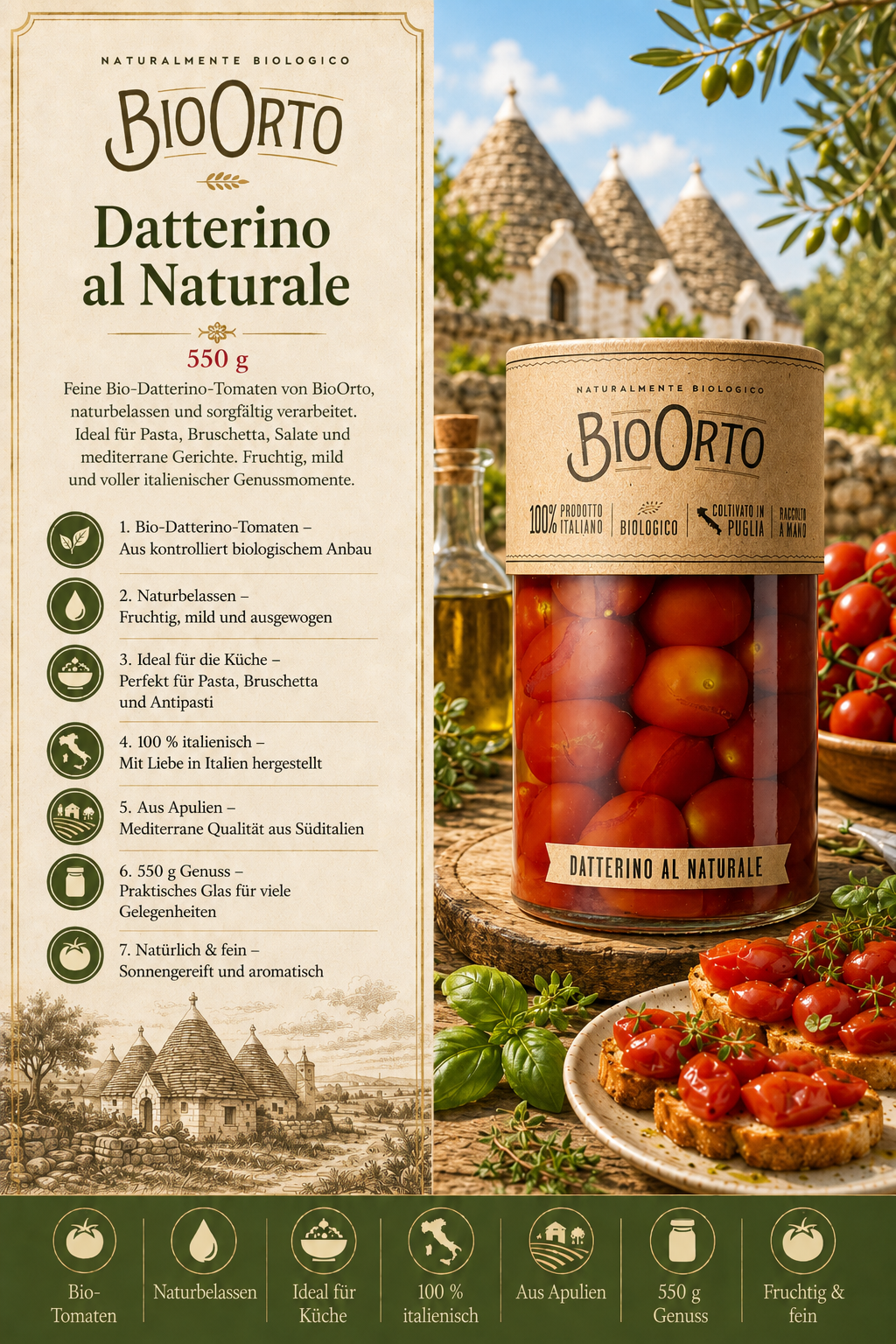 Datterino, Tomaten, Gläser, Italienisch, Bio