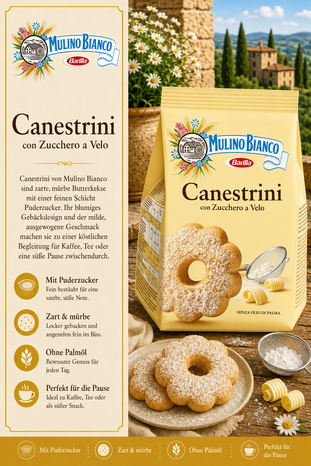 Canestrini, Keks, Backmischung, Zucker?, Barilla?, Mehlspeise, Kekse, Donuts, Mandelblüte, Canestrini