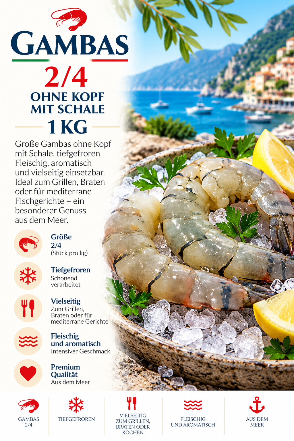 shrimp, tiefgefroren, meeresfrüchte, 1kg, gambas