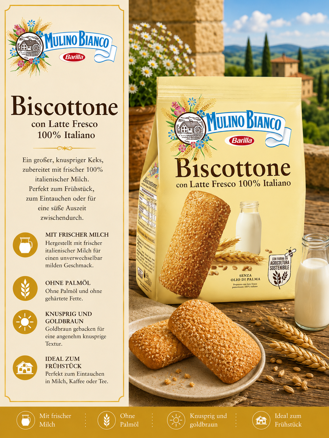 Biscottone, Latte Fresco, Italienisch, Keks, Mandelbrot