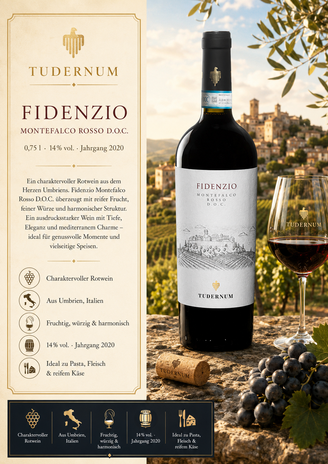 Rotwein, Montefalco Rosso, Italien, Weinflasche, Korken