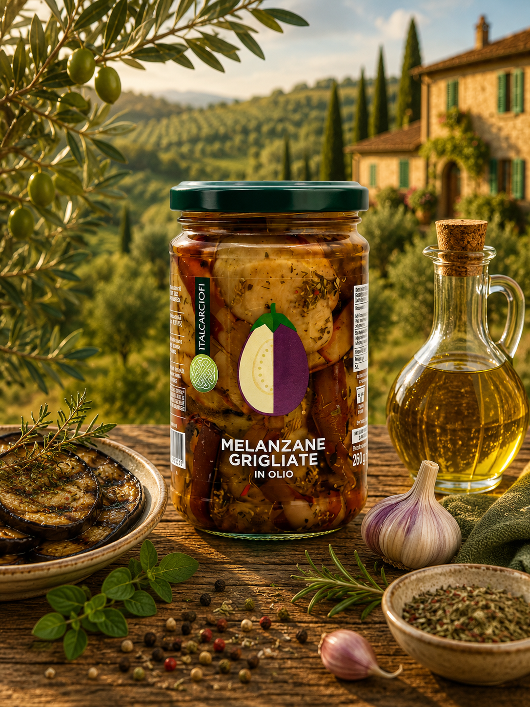 Melanzane, Grigliate, In Olio, Glas, Olivenöl