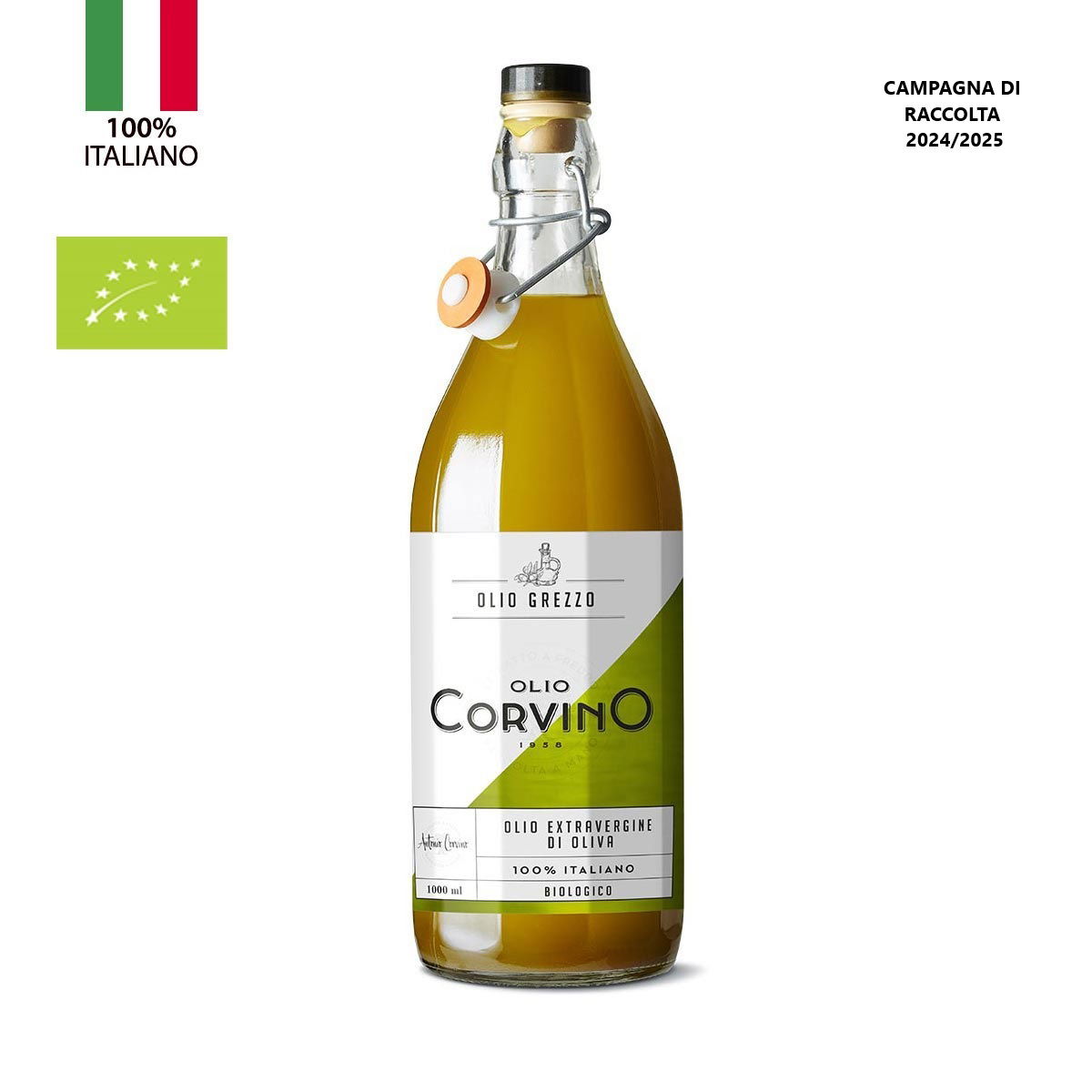 Olio extra vergine Colline d´Abruzzo BIO Grezzo 100% Italienisch Ungefiltert 1 Liter/Corvino