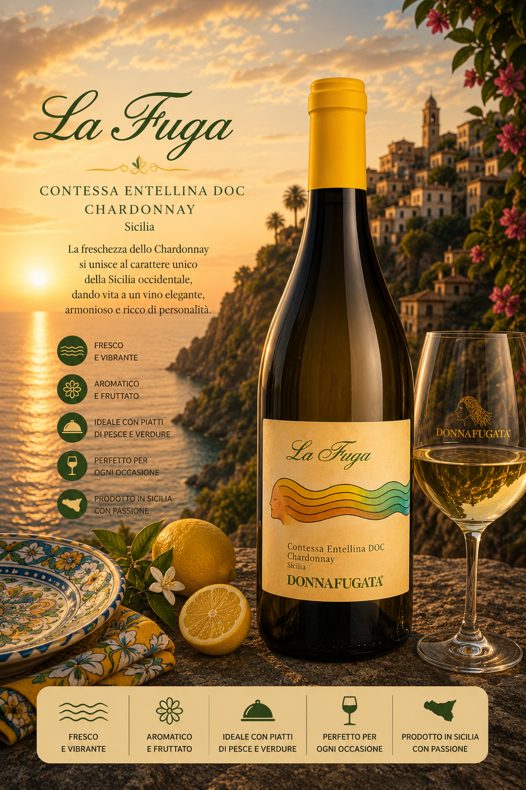 Wein, Chardonnay, Flasche, Glas, Italien