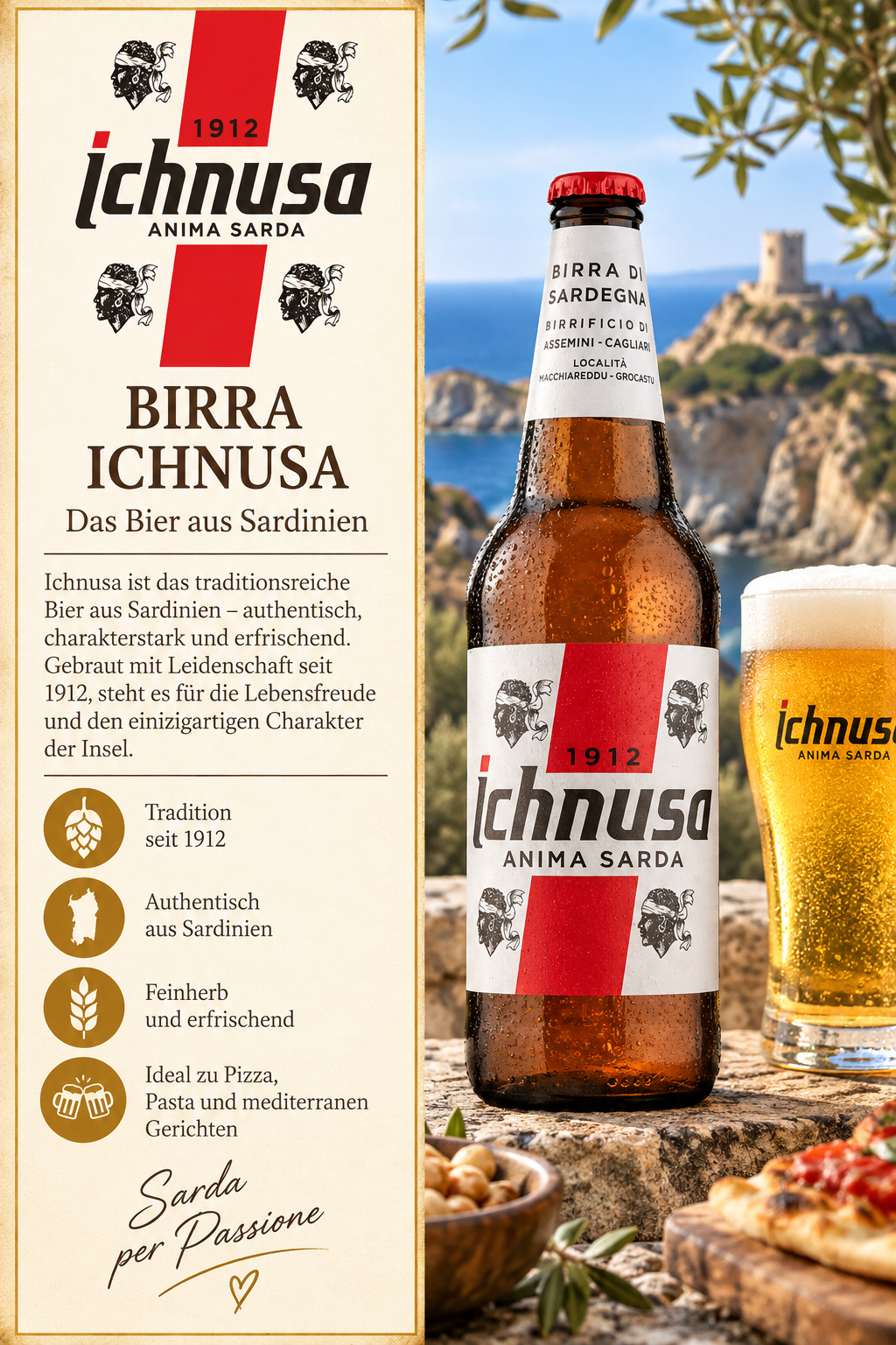 Bier, Bierflasche, Sardinien, Italienische Biermarke, Bieretikette