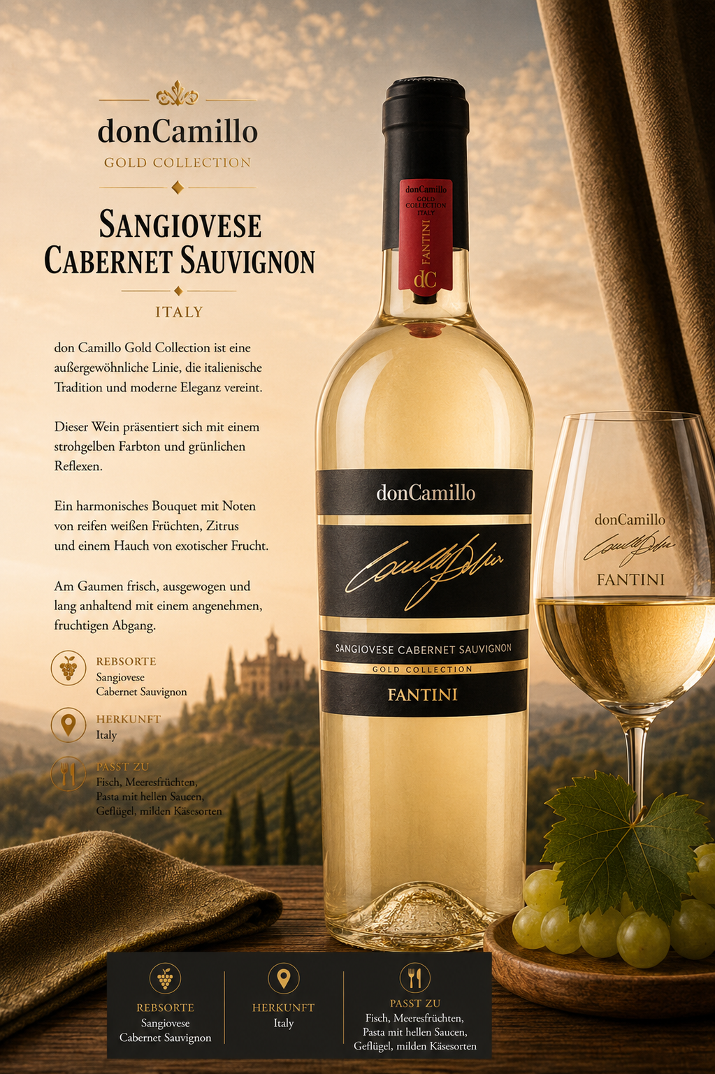 Weißwein, Sangiovese, Cabernet Sauvignon, Flasche, Glaswein