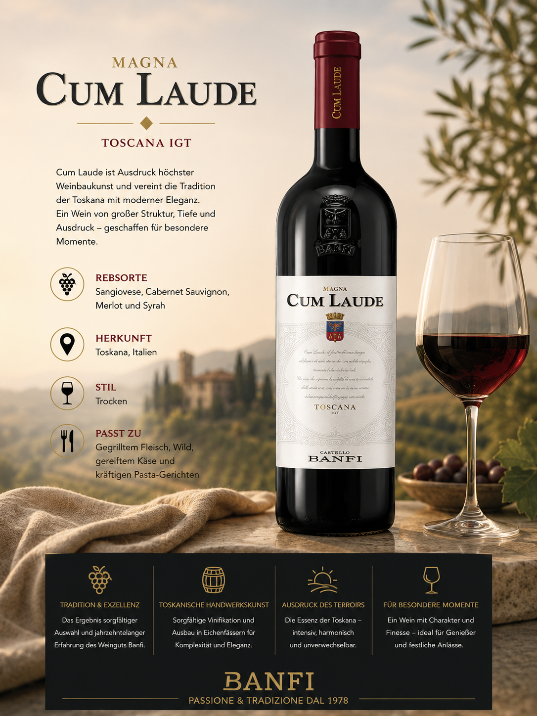rotwein, cabernet-sauvignon, toscana, flasche, glas