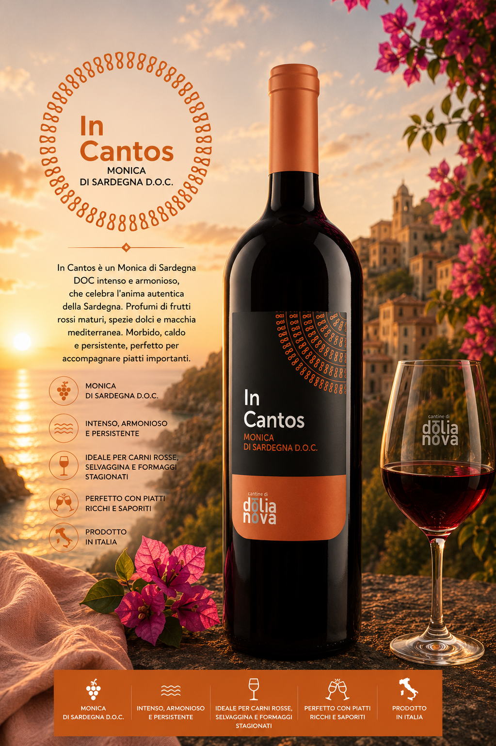 wein, rotwein, flasche, italien, designlabel