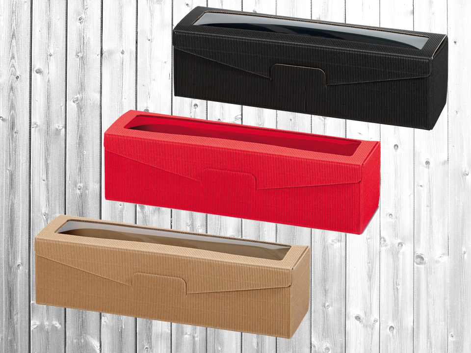 Geschenkbox Wein für eine Flasche (schwarz, rot, natur)