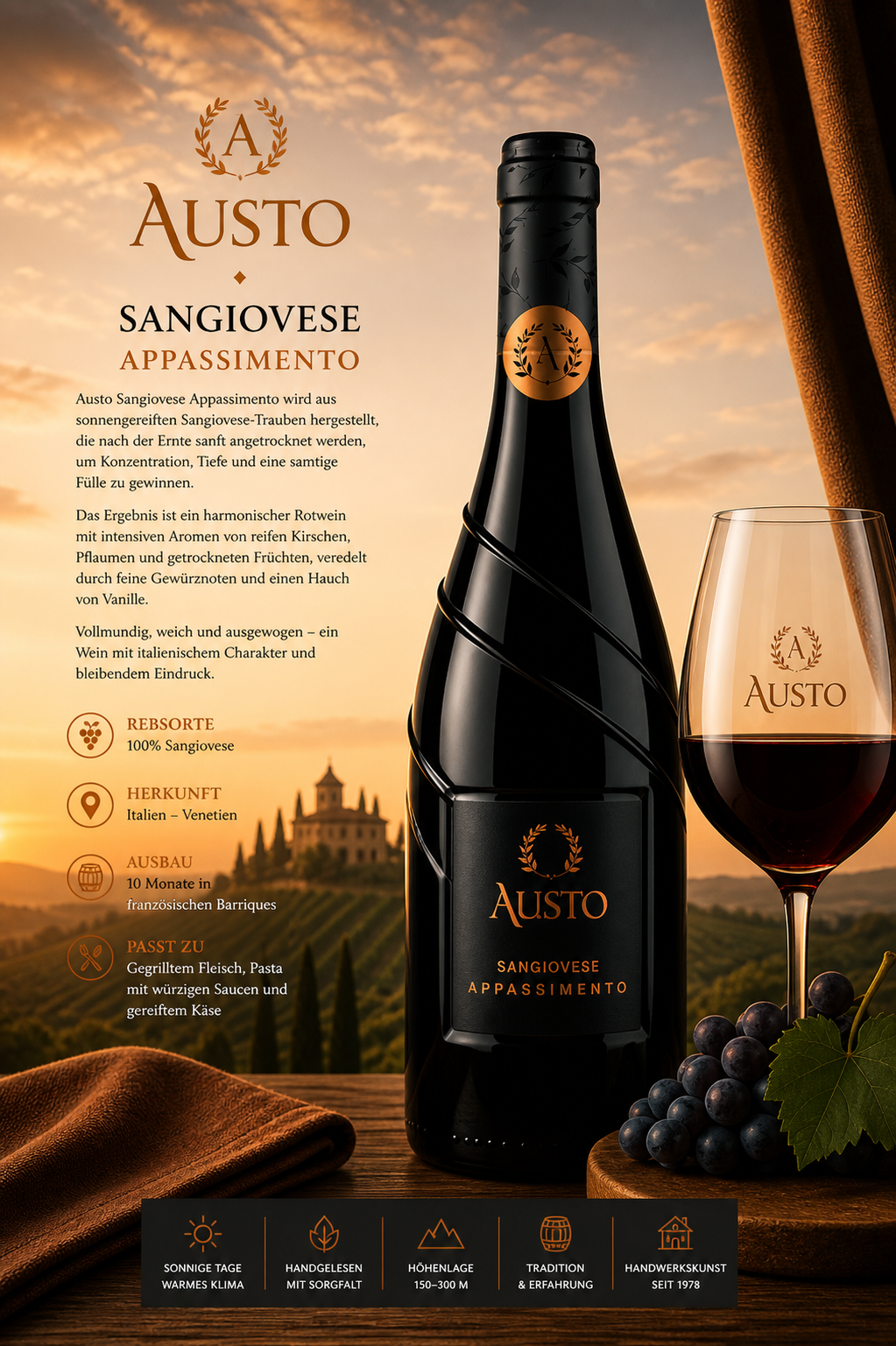 Sangiovese, Appassimento, Wein, Rotwein, Flasche