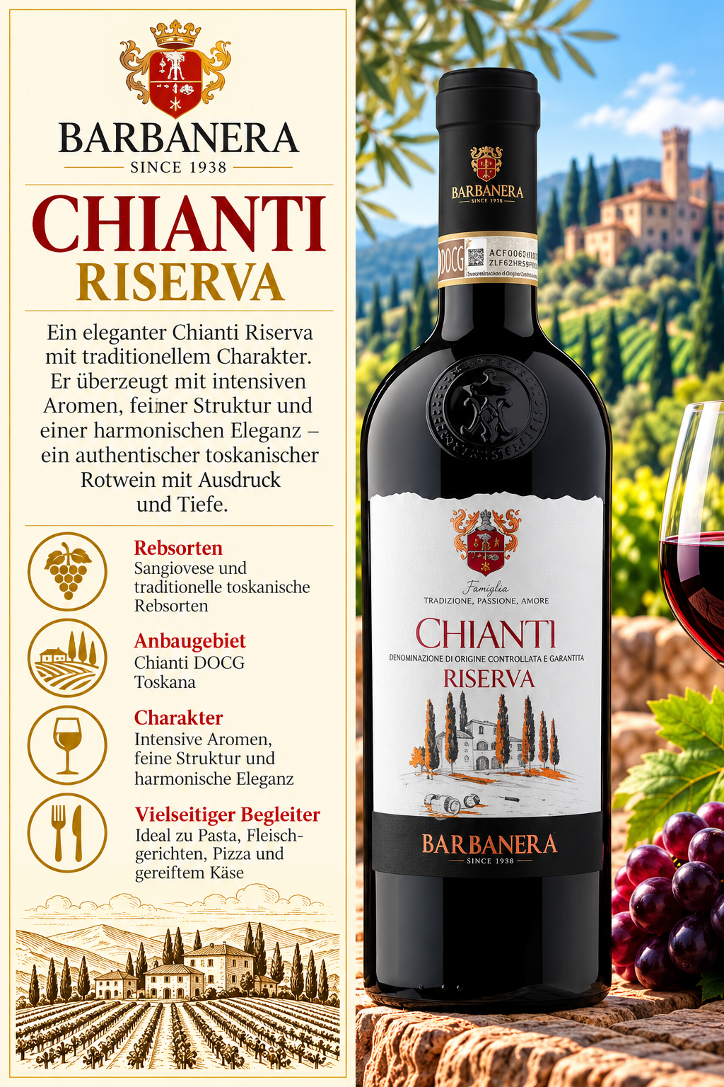 Chianti, Riserva, Weinflasche, Rotwein, Toskana