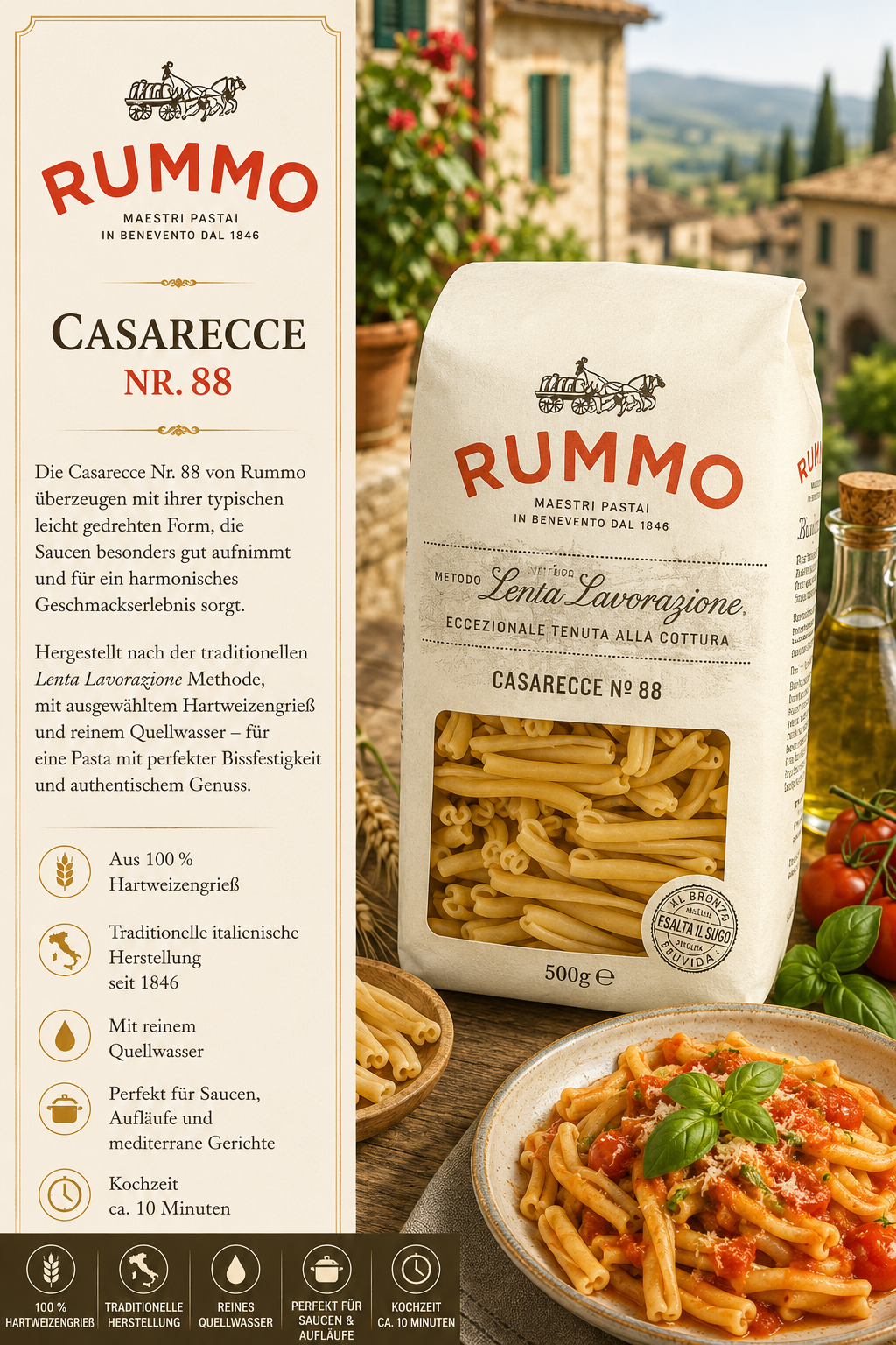 Pasta, Casarecce, Rummo, Nr. 88, 500 g