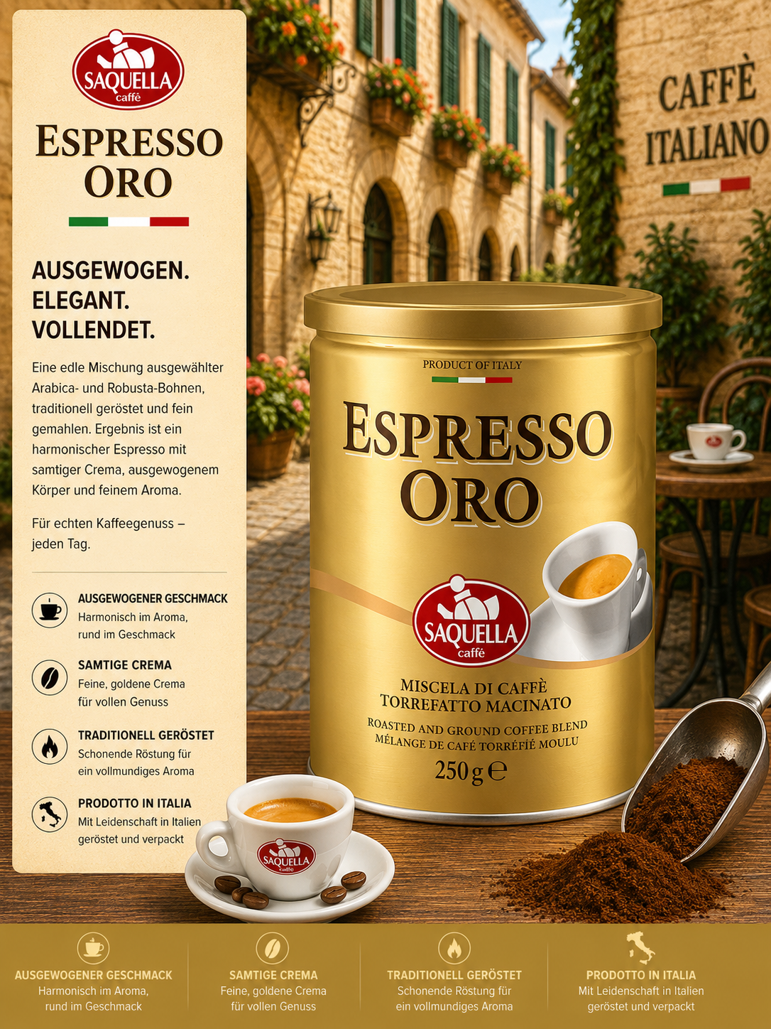 Espresso, Kaffee, Kaffee-Dose, Goldfarb, Italienisches Produkt