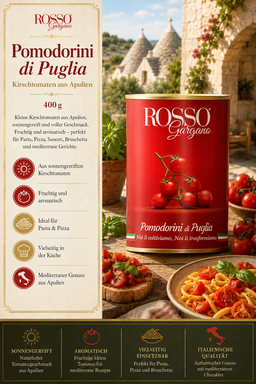 Tomaten, Tomatenkonserve, Pasta, Italienische Küche, Mediterraner Genuss