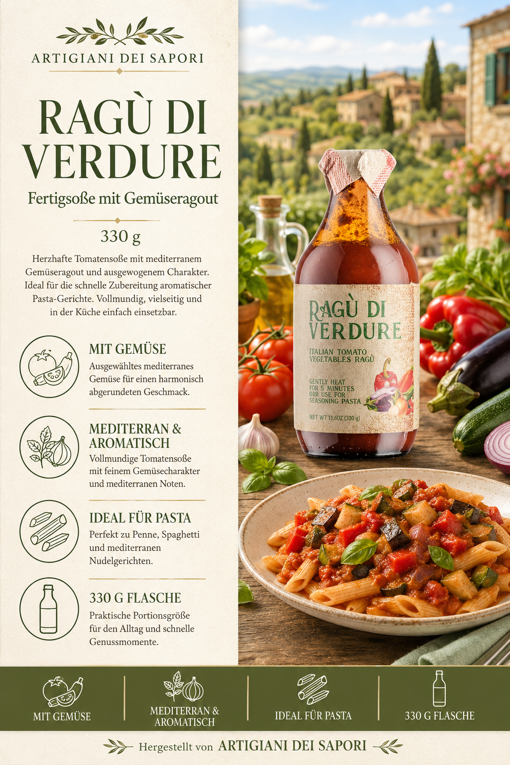 Pasta-Sauce, Tomaten, Gemüse, Mediterrane, Glasflasche