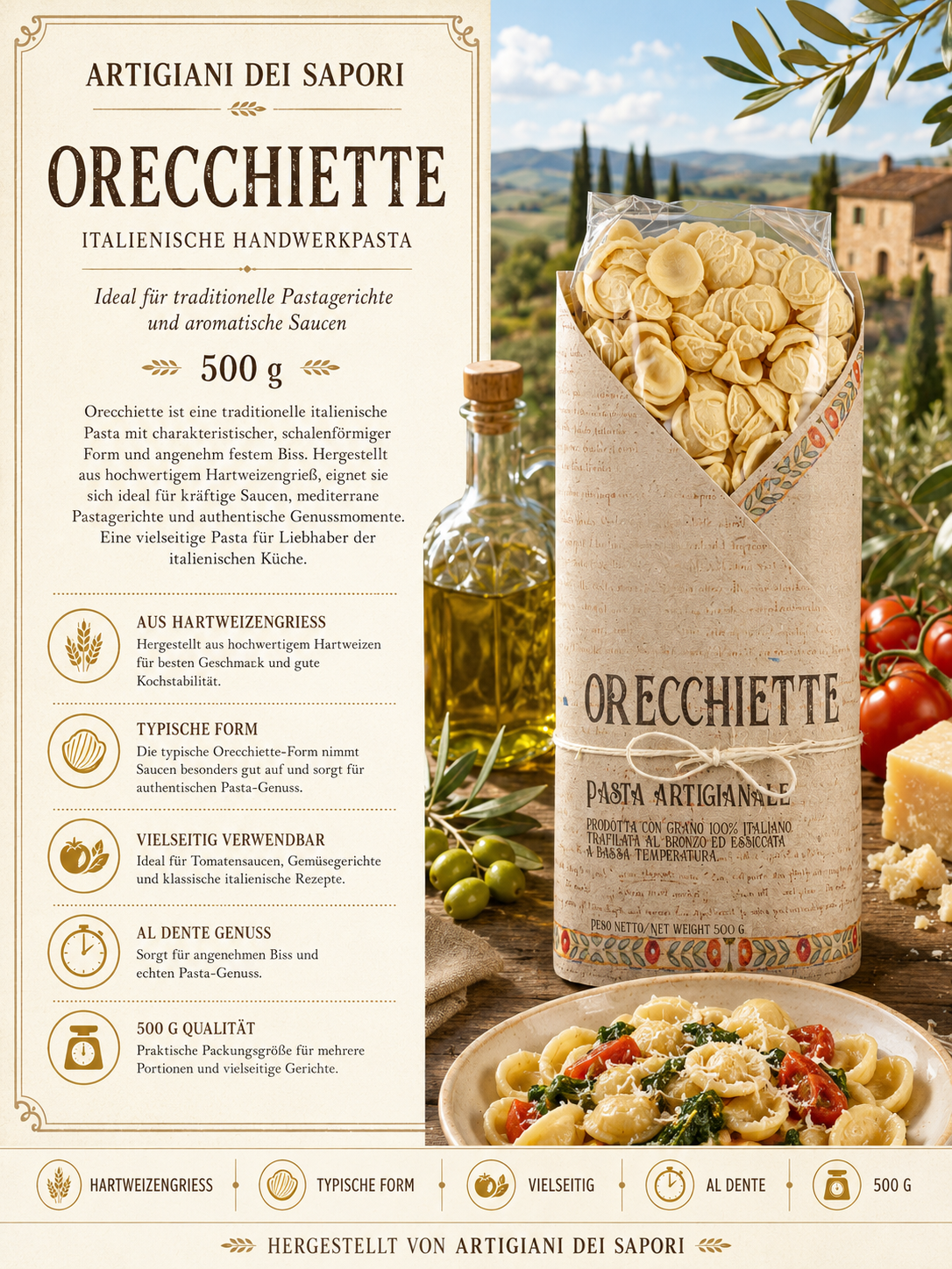 Pasta, Orzo, Italienische Pasta, Trockenware, 500 g