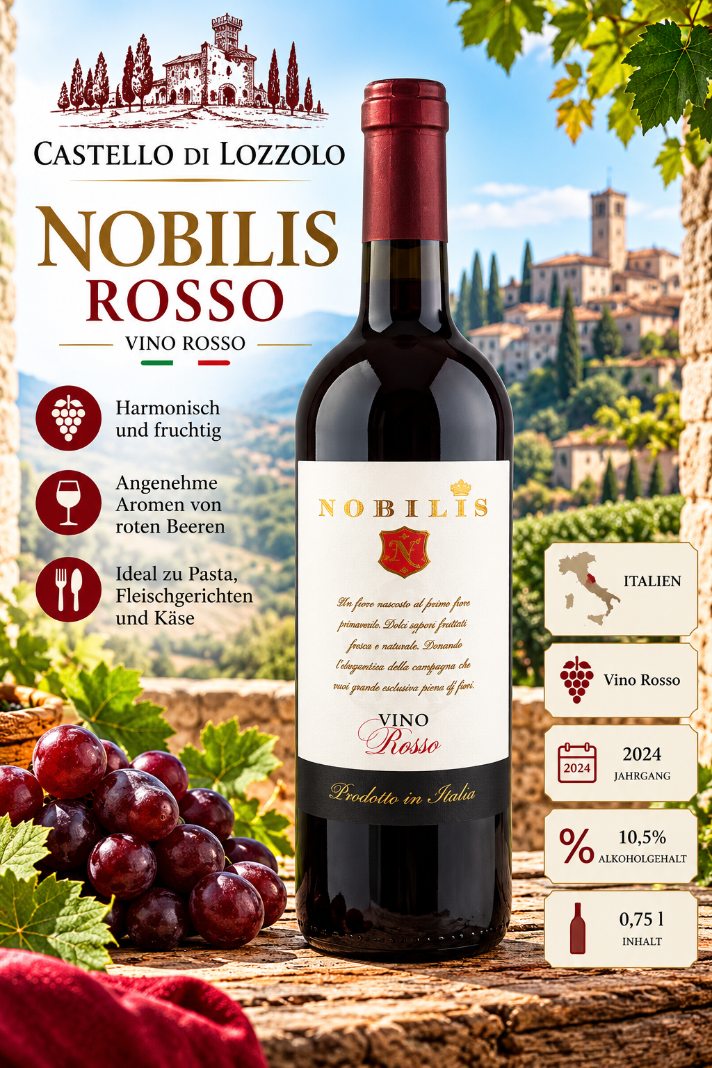 Wein, Rotwein, Nobbilis, Italien, Vino Rosso