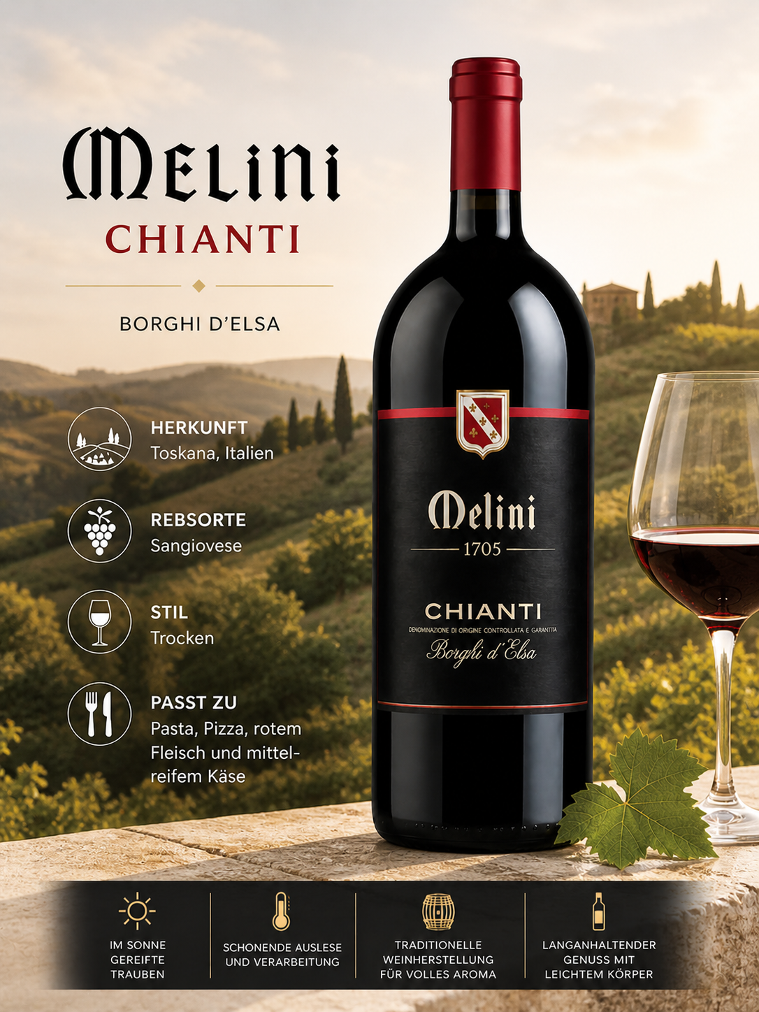 Wein, Chianti, Rotwein, Flasche, Etikett