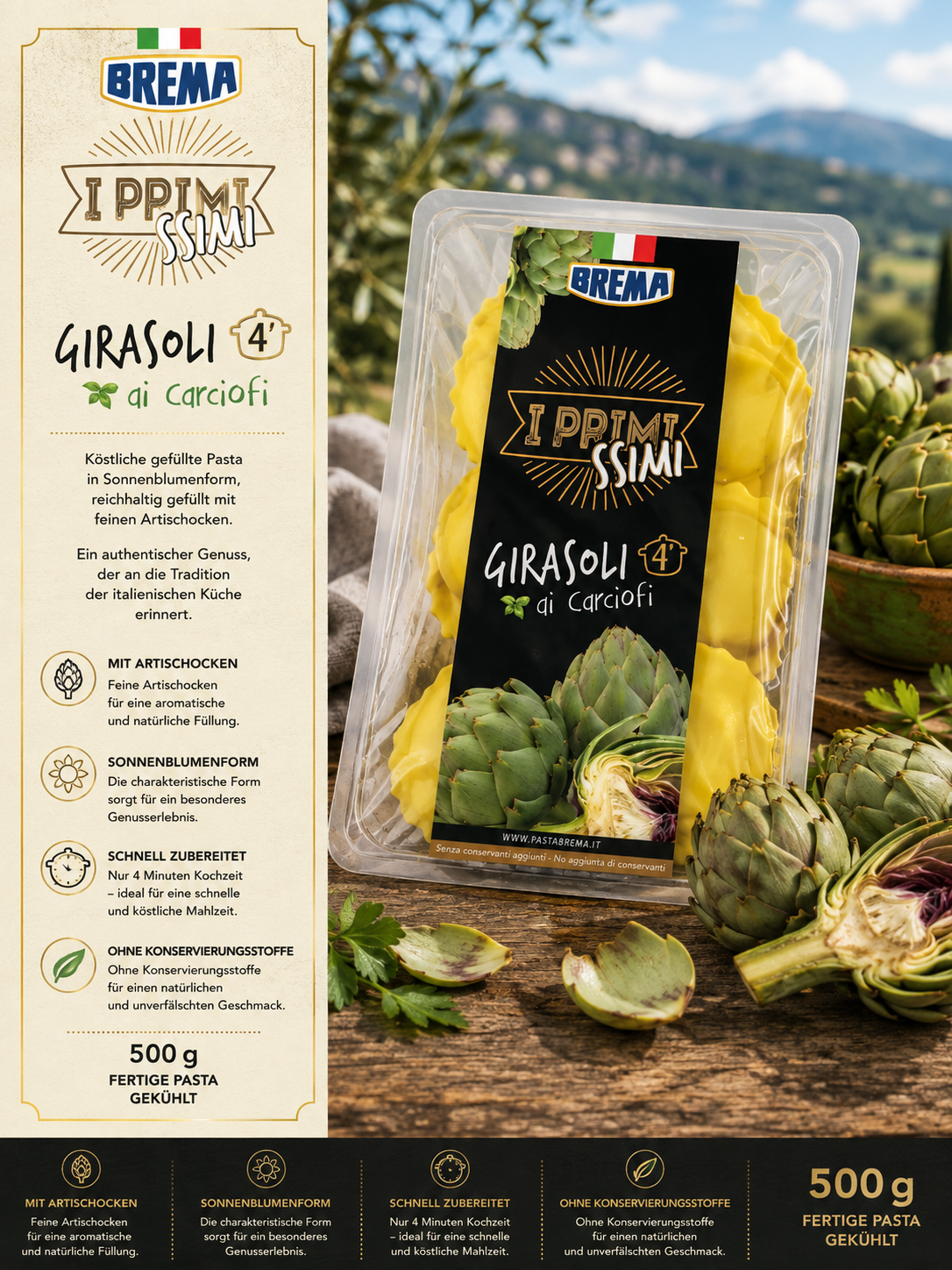 Pasta, Girasoli, Artischocken, Sonnenblumenform, 500 g