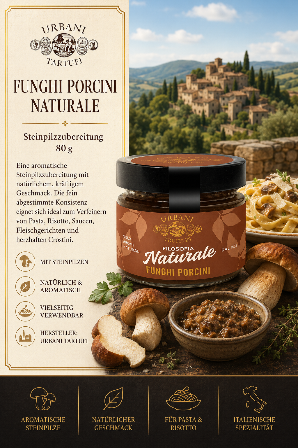 Steinpilz, Naturale, Funghi porcini, Glasbehälter?, Nudeln?