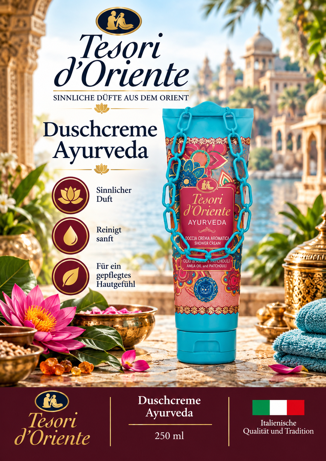 Duschcreme, Ayurveda, 250 ml, Tropische Muster, Badezusatz