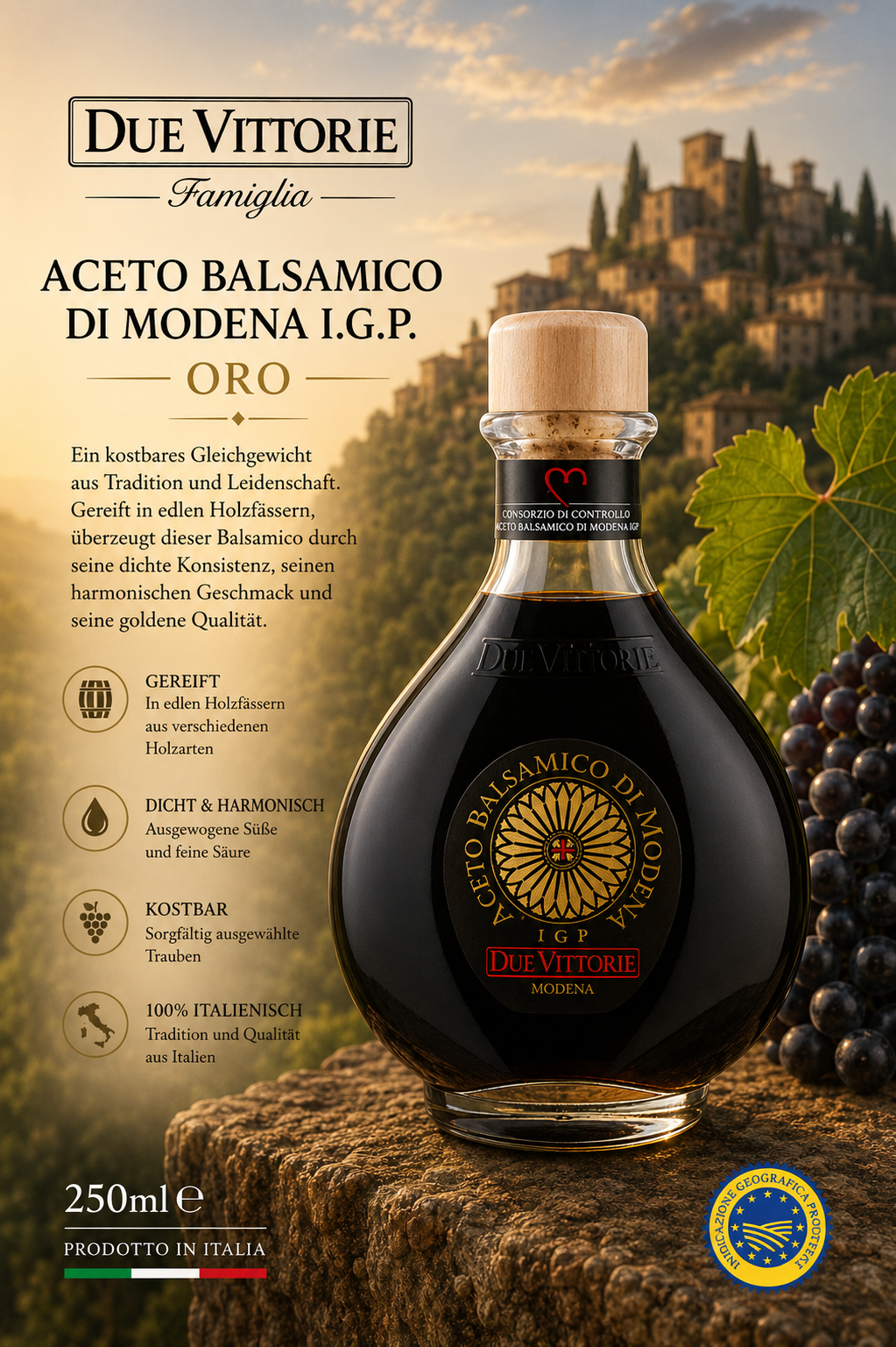 Aceto balsamico, Modena, Gourmet-Preis, Kunstvoller Flaschenform, 250 ml