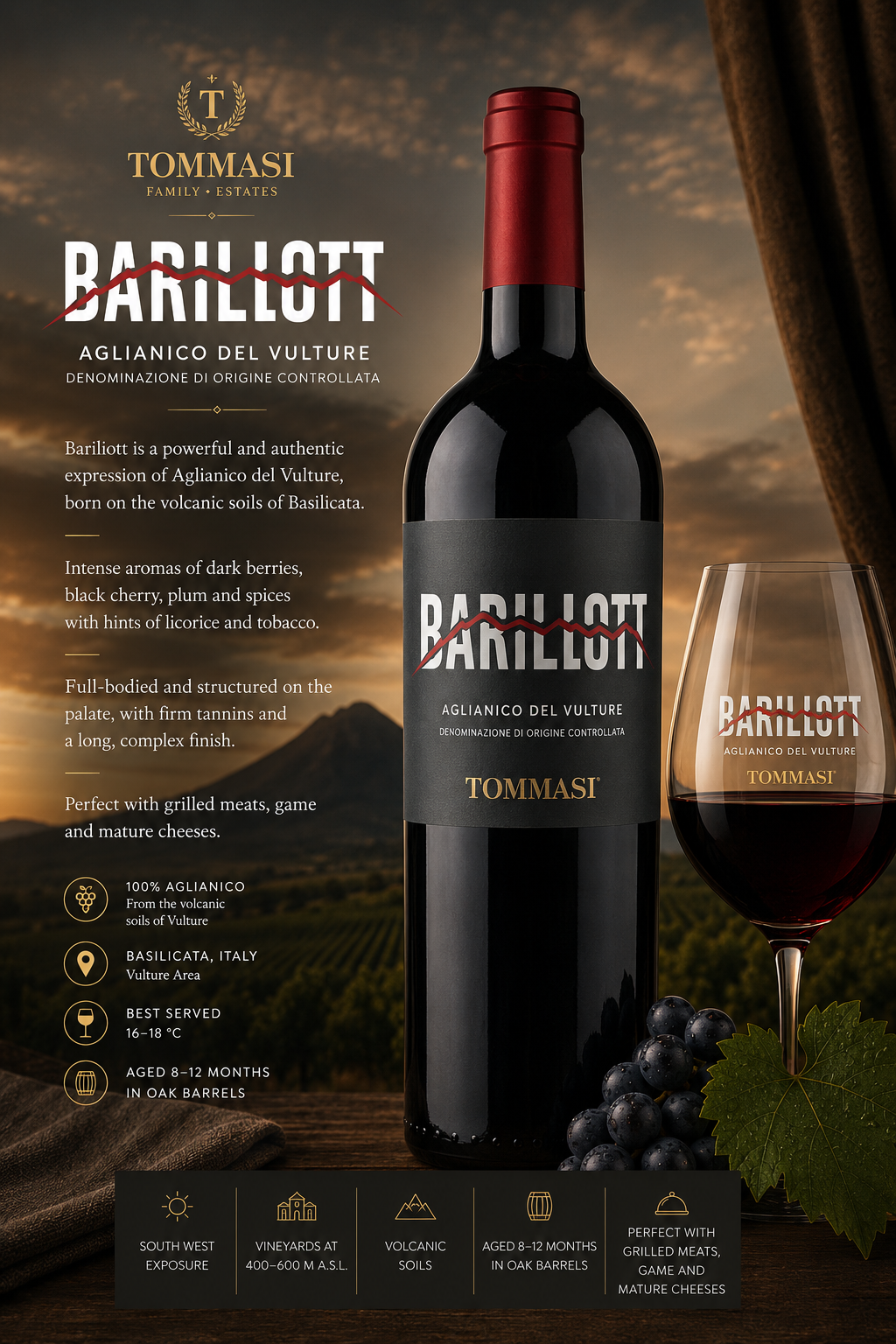 Rotwein, Barolo, Aglianico, Eichenfass, Kirschrot