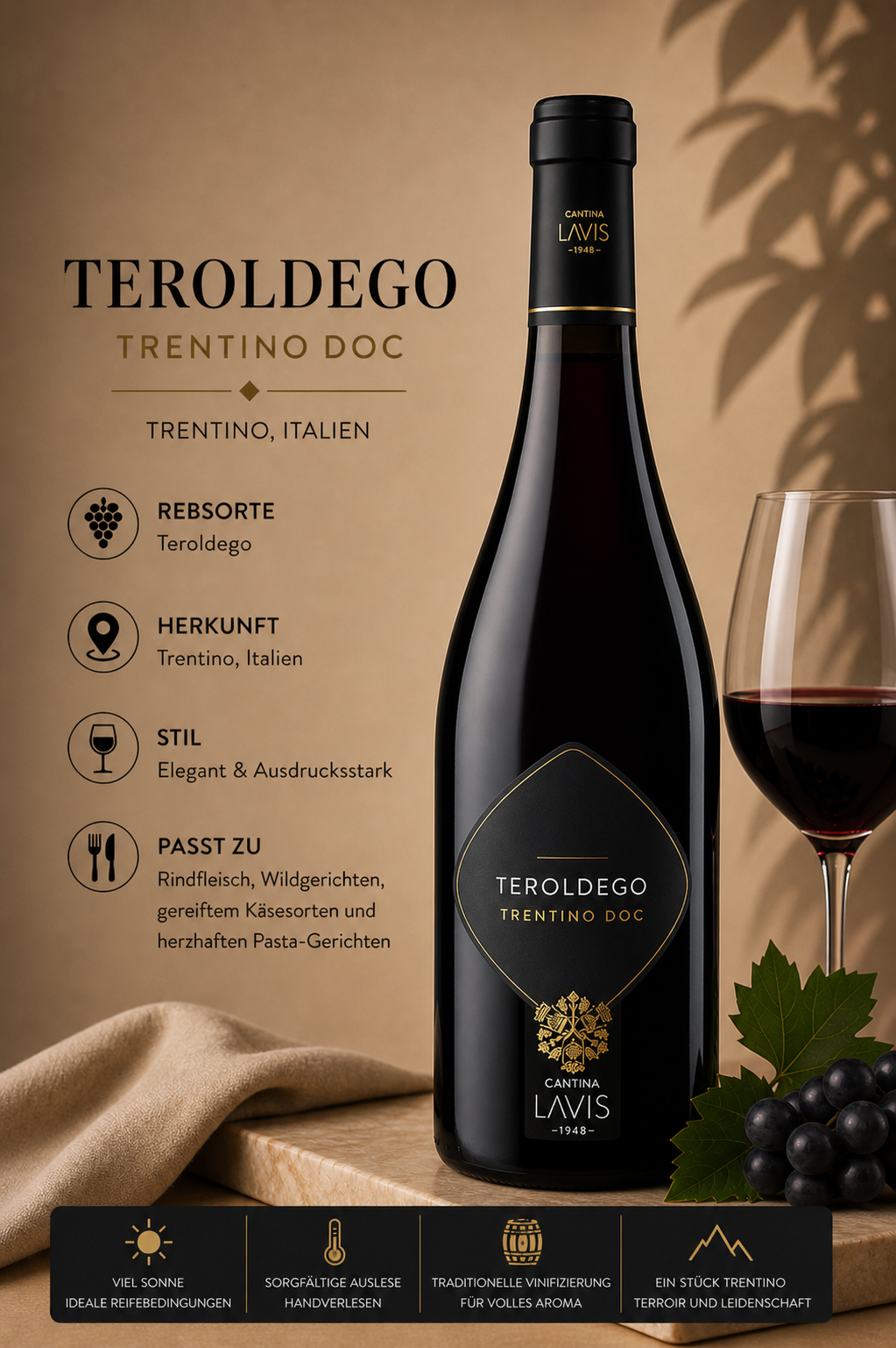 Wein, Rotwein, Flasche, Teroldego, Trentino