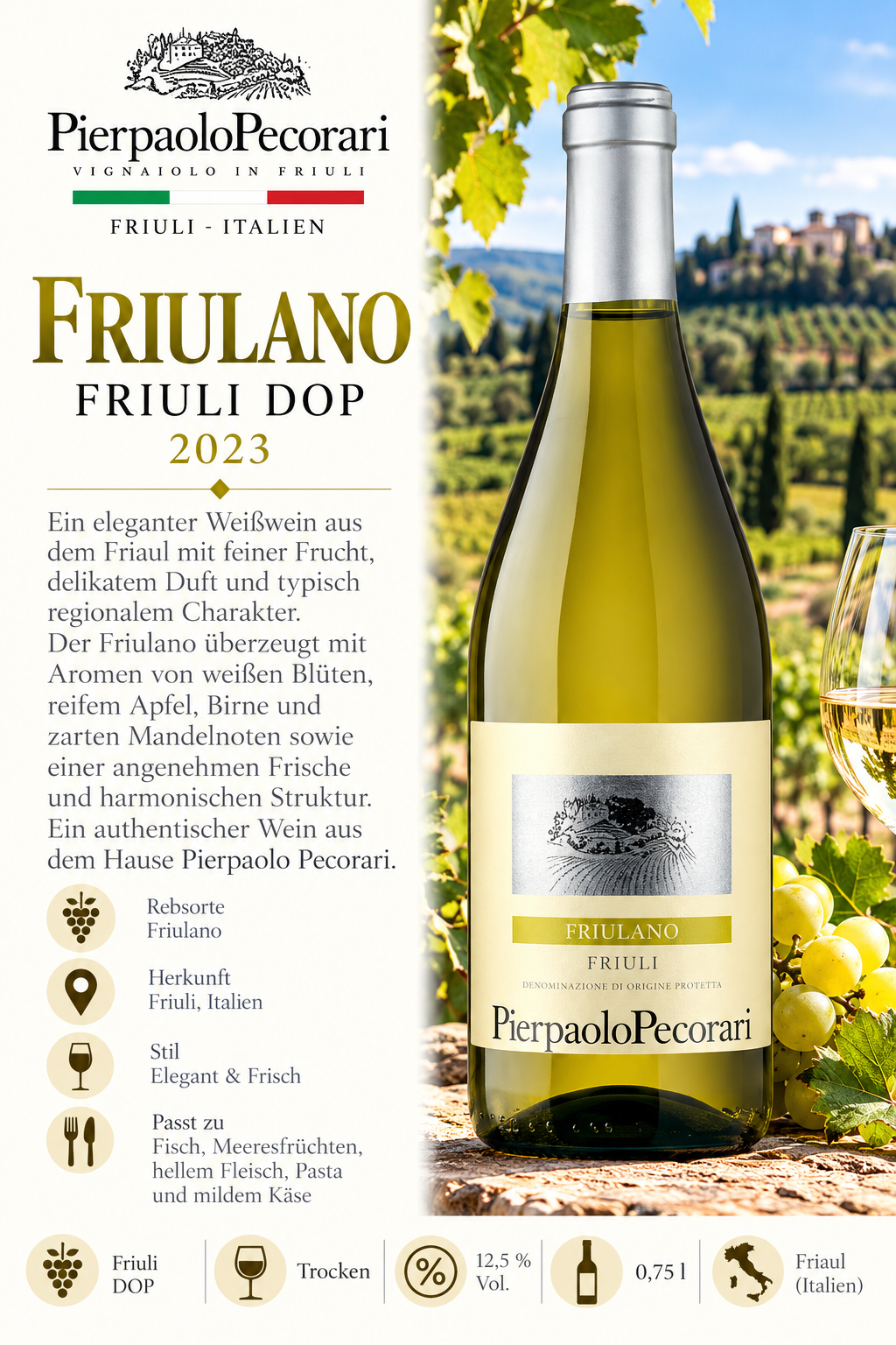 Weißwein, Frioul, Friulano, Italien, Trocken