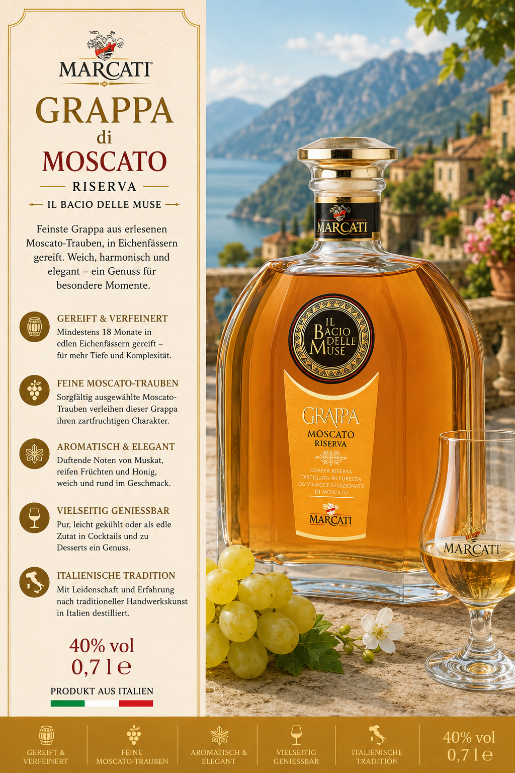 grappa, moscato, flasche, gläser, italienische tradition, Grappa, Moscato, Flasche, Glas, Italien