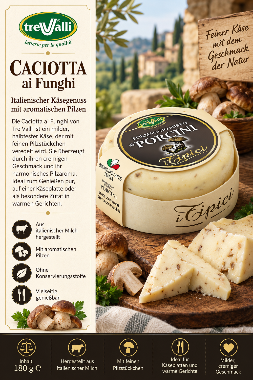Käse, Käseprodukt, Italienischer Käse, Milchkäse, Pilzgeschmack