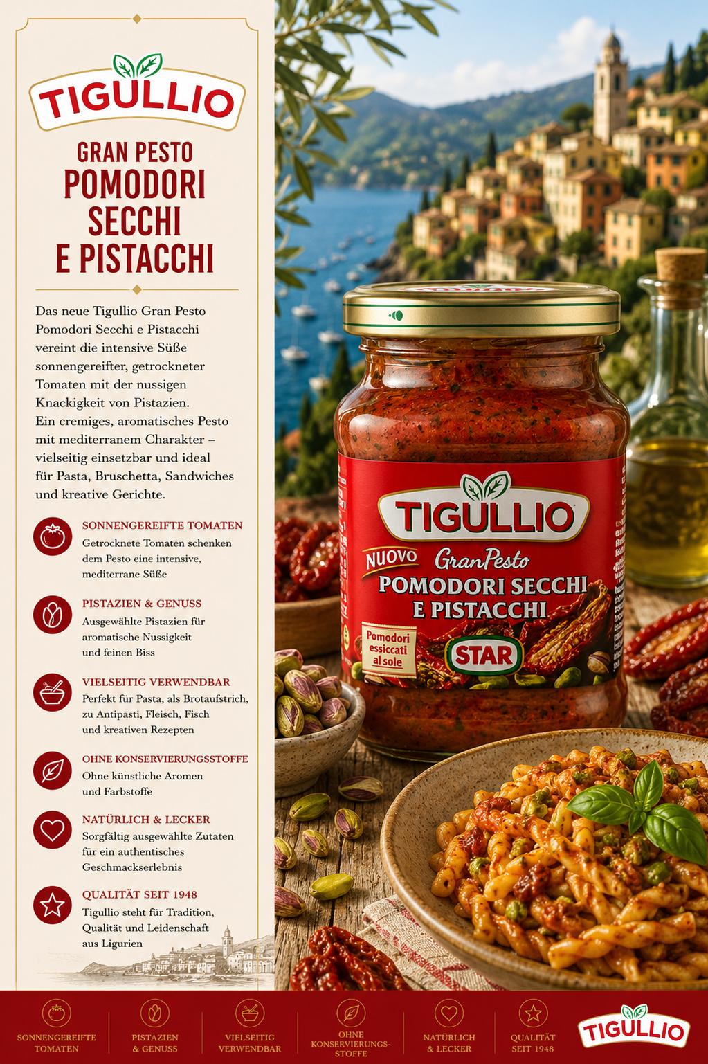 Tomatensauce, Pesto, Glasglas, Rote Etikette, Kräuter