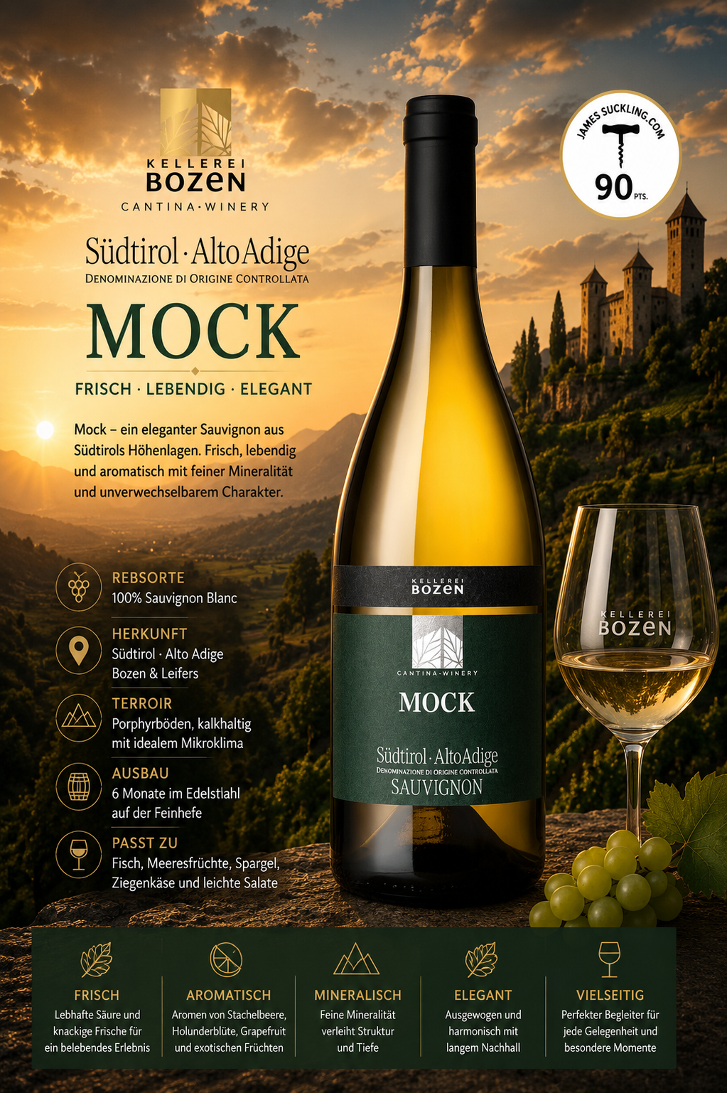 Wein, Sauvignon Blanc, Weißwein, Mock, Südtirol Alto Adige