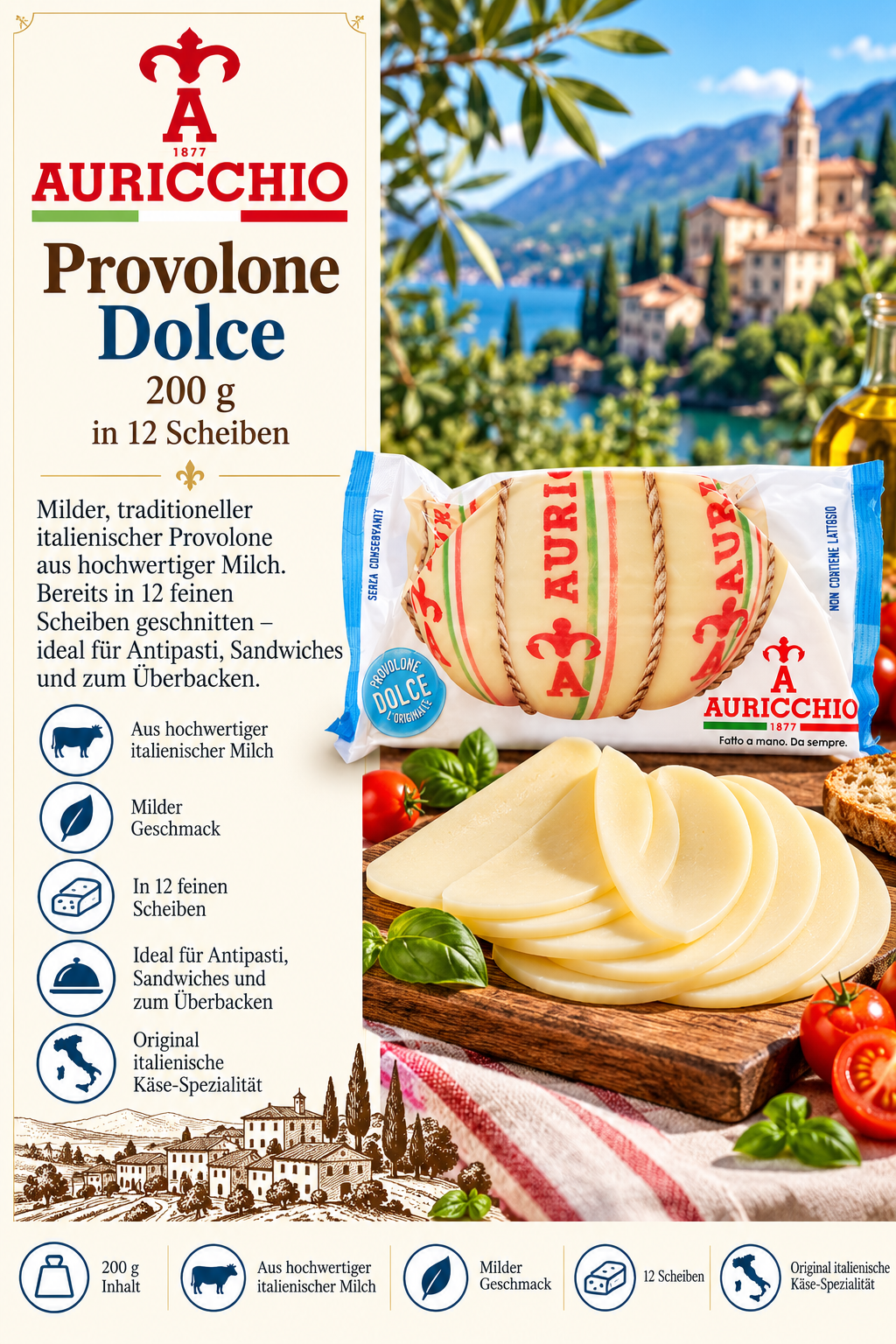 Käse, Italienischer Käse, Provolone, Scheiben, Milchprodukt