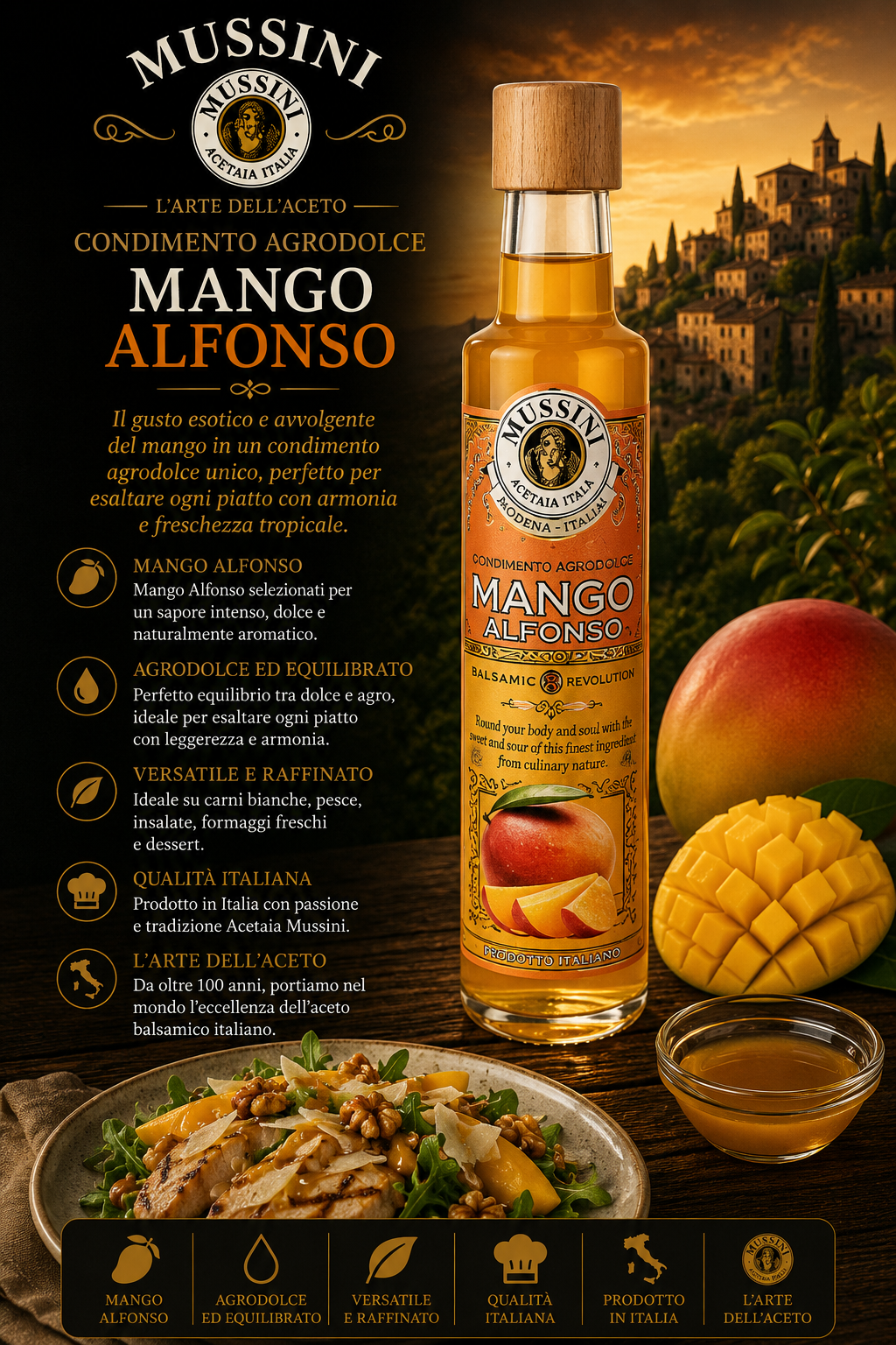 mango, mangoAlfonso, balsamic, öl, italienisch