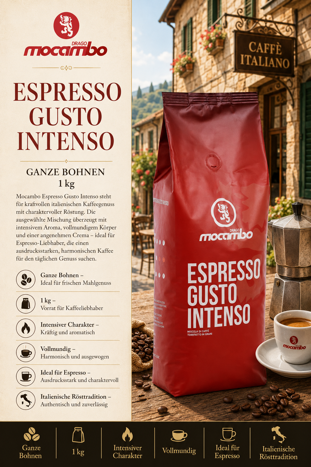 Espresso, Kaffee, Röstung, 1 kg, Mocambo