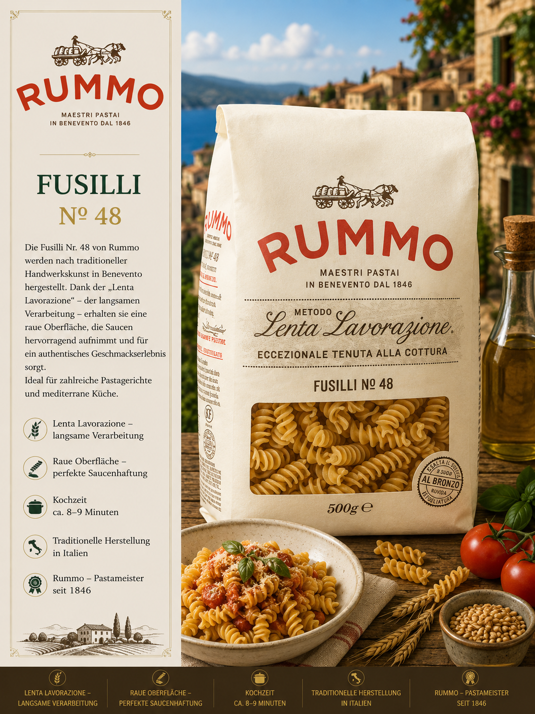 pasta, fusilli, numéro 48, sac en papier, pâtes italiennes