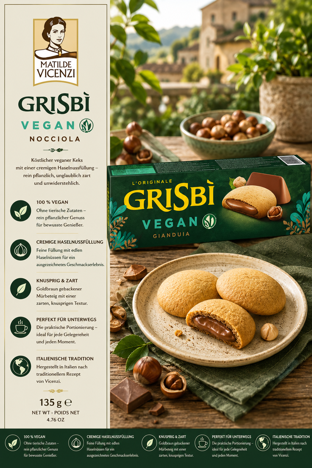 vegan, gianduia, kekse, haselnuss, grisbì