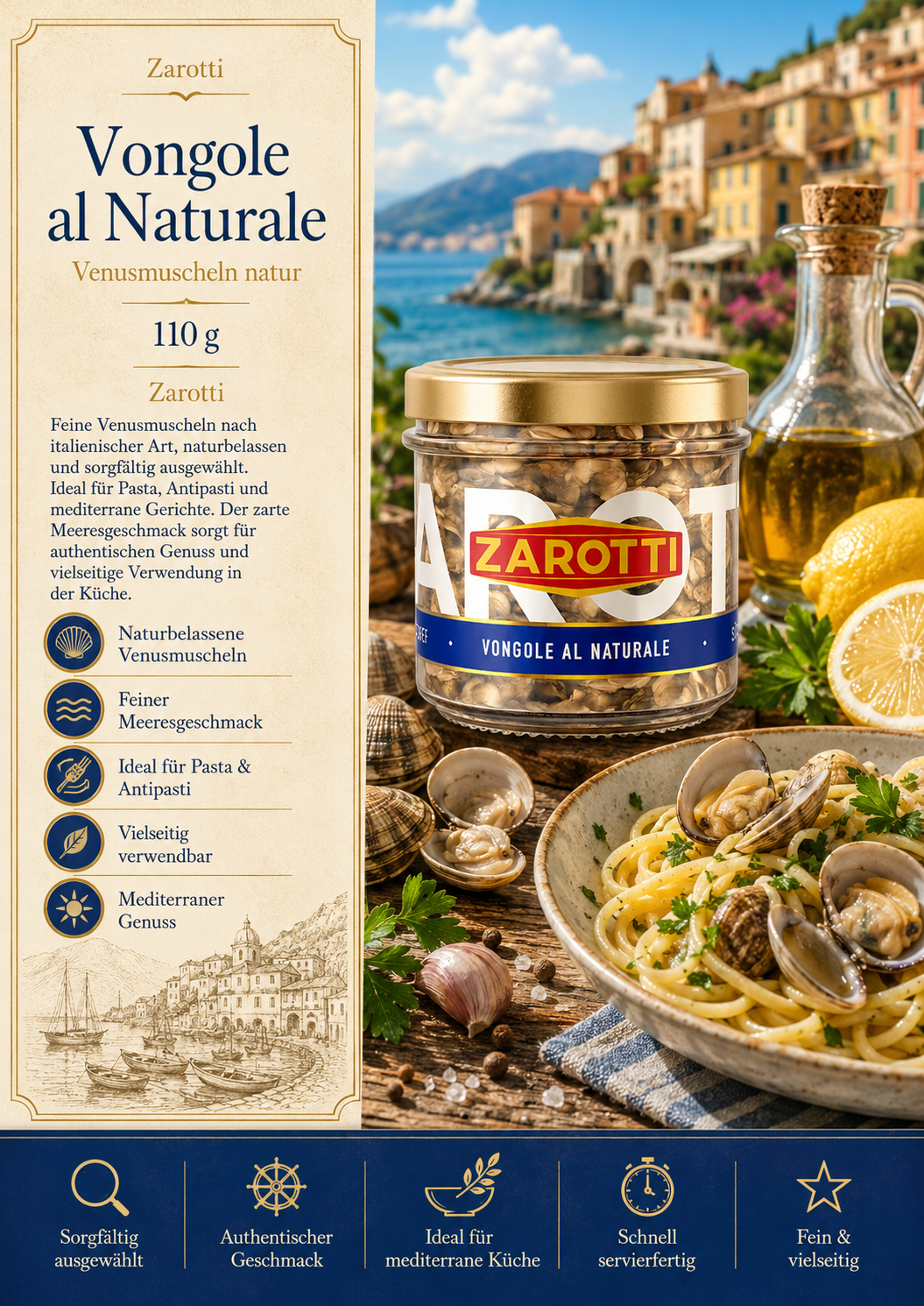 Vongole, Muscheln, Pasta, Nudeln, Zarotti