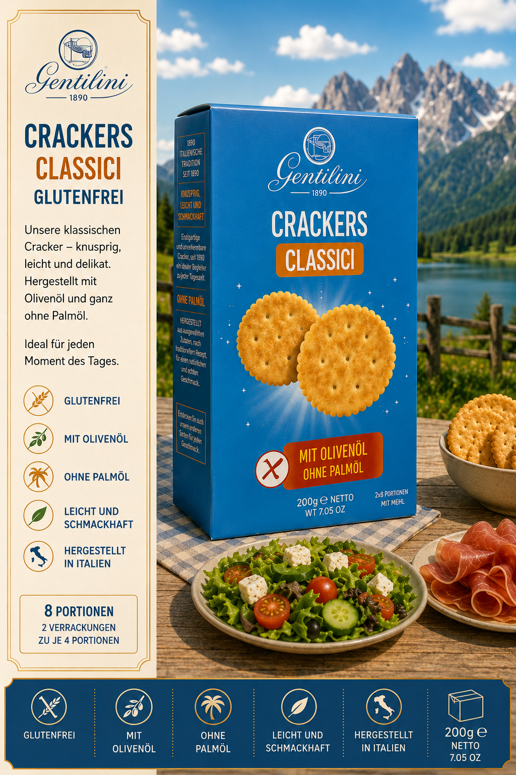 Crackers, Glutenfrei, Classici, Olivenöl, Italien
