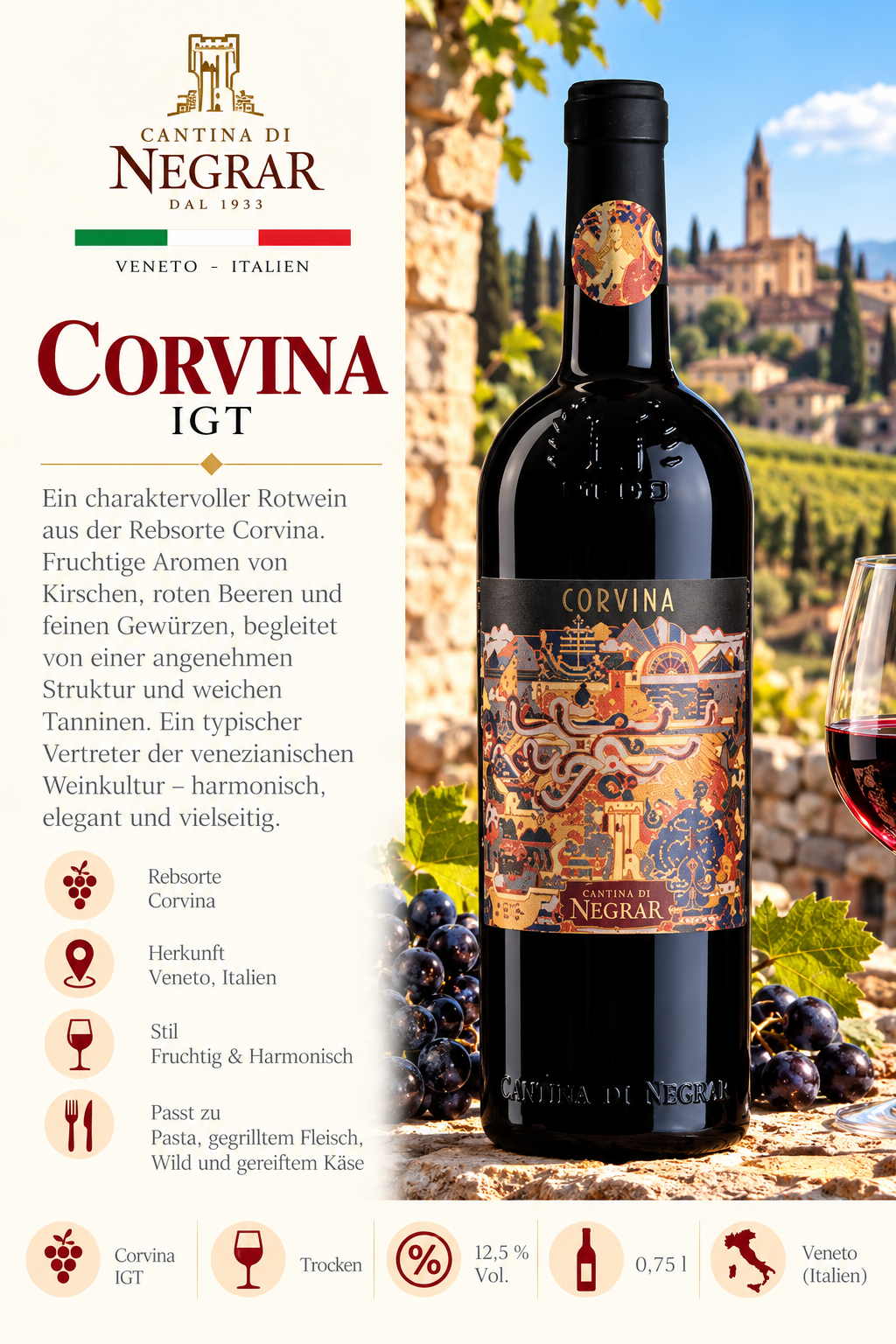 Rotwein, Weinflasche, Corvina, Italien, Veneto