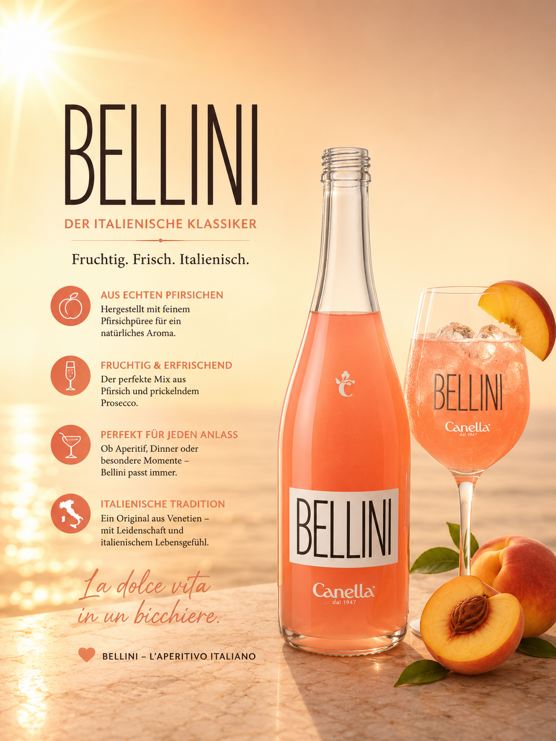 Rosé, Sekt, Flasche, Pfirsich, Glas