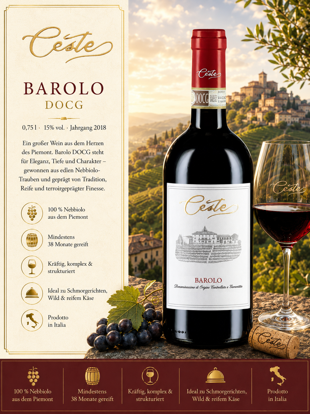 Barolo, Wein, Rotwein, Flasche, Etikett